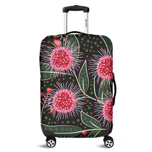 Australia Flowers Aboriginal Luggage Cover - Aboriginal Style Australian Hakea Flower Luggage Cover Australia Flowers Aboriginal Luggage Cover - Aboriginal Style Australian Hakea Flower Luggage Cover
