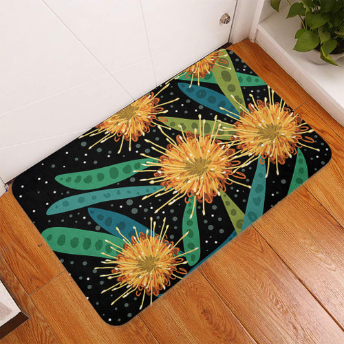 Australia Flowers Aboriginal Doormat - Australian Yellow Hakea Flower Art Doormat Australia Flowers Aboriginal Doormat - Australian Yellow Hakea Flower Art Doormat