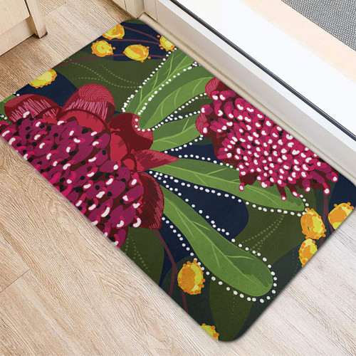 Australia Flowers Aboriginal Doormat - Australian Waratah Flower Art Doormat Australia Flowers Aboriginal Doormat - Australian Waratah Flower Art Doormat