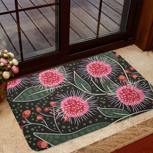 Australia Flowers Aboriginal Doormat - Aboriginal Style Australian Hakea Flower Doormat