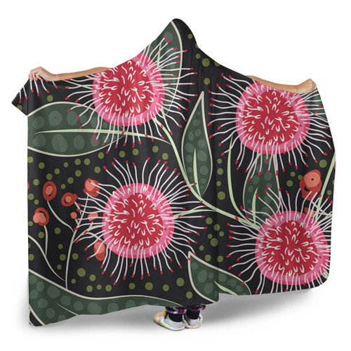 Australia Flowers Aboriginal Hooded Blanket - Aboriginal Style Australian Hakea Flower Hooded Blanket Australia Flowers Aboriginal Hooded Blanket - Aboriginal Style Australian Hakea Flower Hooded Blanket