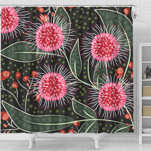 Australia Flowers Aboriginal Shower Curtain - Aboriginal Style Australian Hakea Flower Shower Curtain