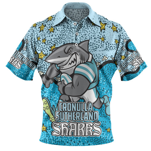 Cronulla-Sutherland Sharks Custom Polo Shirt - Team With Dot And Star Patterns For Tough Fan Polo Shirt