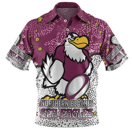 Manly Warringah Sea Eagles Polo Shirt - Team With Dot And Star Patterns For Tough Fan Polo Shirt