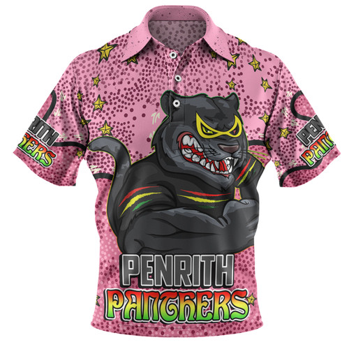 Penrith Panthers Custom Polo Shirt - Team With Dot And Star Patterns For Tough Fan Polo Shirt