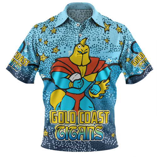 Gold Coast Titans Custom Polo Shirt - Team With Dot And Star Patterns For Tough Fan Polo Shirt