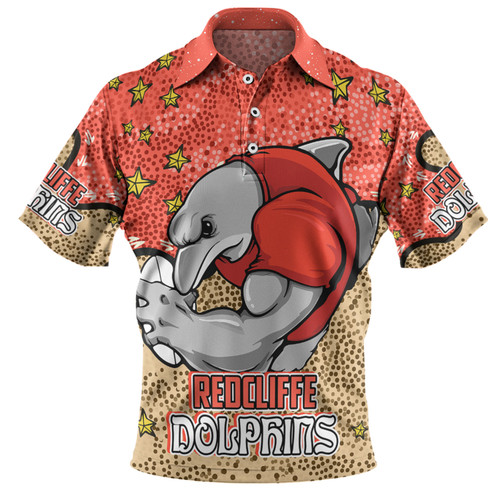 Redcliffe Dolphins Custom Polo Shirt - Team With Dot And Star Patterns For Tough Fan Polo Shirt