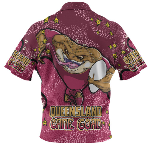 Queensland Cane Toads Custom Polo Shirt - Team With Dot And Star Patterns For Tough Fan Polo Shirt Queensland Cane Toads Custom Polo Shirt - Team With Dot And Star Patterns For Tough Fan Polo Shirt