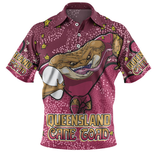 Queensland Cane Toads Custom Polo Shirt - Team With Dot And Star Patterns For Tough Fan Polo Shirt