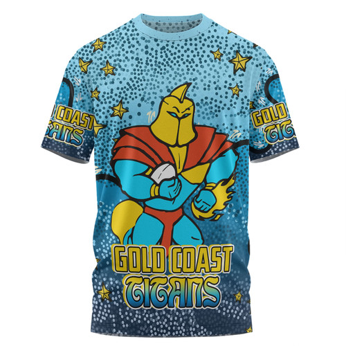 Gold Coast Titans Custom T-shirt - Team With Dot And Star Patterns For Tough Fan T-shirt