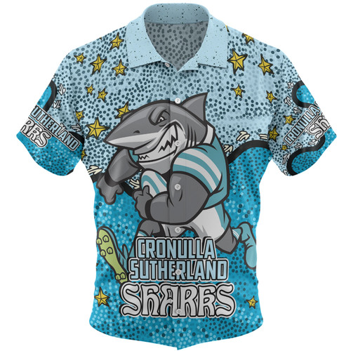 Cronulla-Sutherland Sharks Custom Hawaiian Shirt - Team With Dot And Star Patterns For Tough Fan Hawaiian Shirt