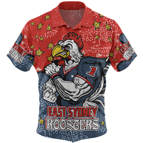 Sydney Roosters Custom Hawaiian Shirt - Team With Dot And Star Patterns For Tough Fan Hawaiian Shirt