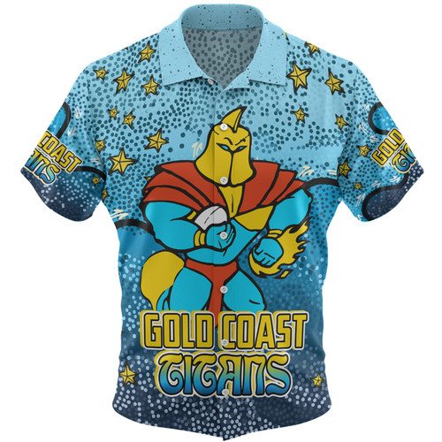 Gold Coast Titans Custom Hawaiian Shirt - Team With Dot And Star Patterns For Tough Fan Hawaiian Shirt