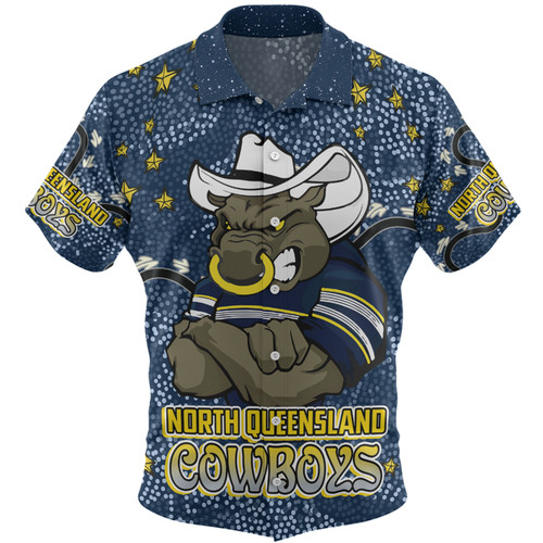 North Queensland Cowboys Custom Hawaiian Shirt - Team With Dot And Star Patterns For Tough Fan Hawaiian Shirt