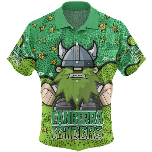 Canberra Raiders Custom Hawaiian Shirt - Team With Dot And Star Patterns For Tough Fan Hawaiian Shirt