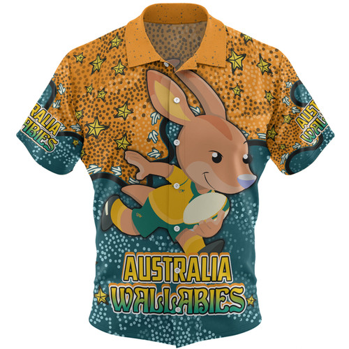 Australia Wallabies Custom Hawaiian Shirt - Team With Dot And Star Patterns For Tough Fan Hawaiian Shirt