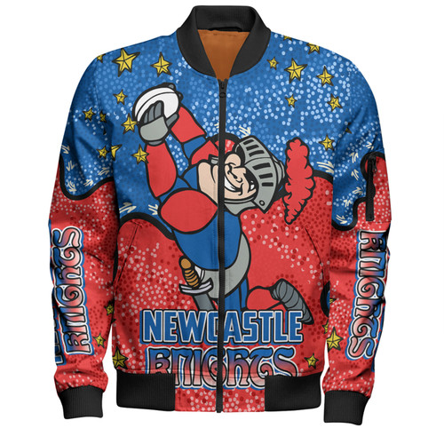 Newcastle Knights Custom Bomber Jacket - Team With Dot And Star Patterns For Tough Fan Bomber Jacket