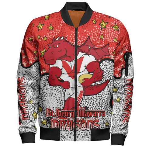 St. George Illawarra Dragons Custom Bomber Jacket - Team With Dot And Star Patterns For Tough Fan Bomber Jacket