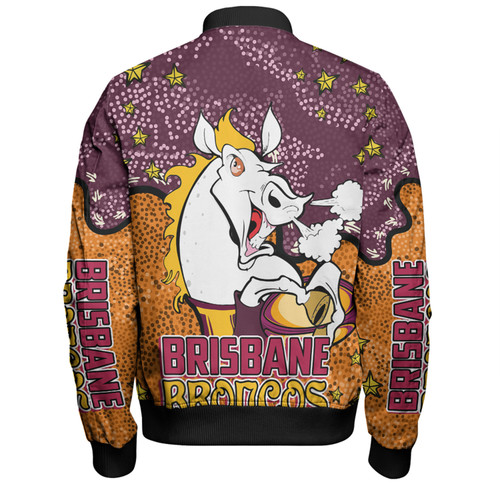 Brisbane Broncos Custom Bomber Jacket - Team With Dot And Star Patterns For Tough Fan Bomber Jacket Brisbane Broncos Custom Bomber Jacket - Team With Dot And Star Patterns For Tough Fan Bomber Jacket