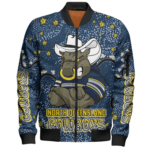 North Queensland Cowboys Custom Bomber Jacket - Team With Dot And Star Patterns For Tough Fan Bomber Jacket