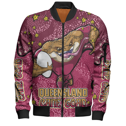 Queensland Cane Toads Custom Bomber Jacket - Team With Dot And Star Patterns For Tough Fan Bomber Jacket