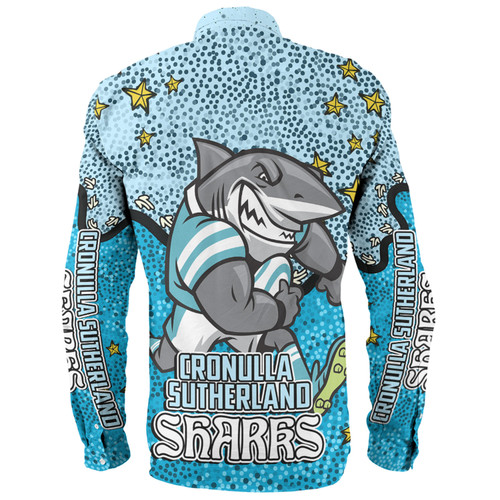 Cronulla-Sutherland Sharks Custom Long Sleeve Shirt - Team With Dot And Star Patterns For Tough Fan Long Sleeve Shirt Cronulla-Sutherland Sharks Custom Long Sleeve Shirt - Team With Dot And Star Patterns For Tough Fan Long Sleeve Shirt