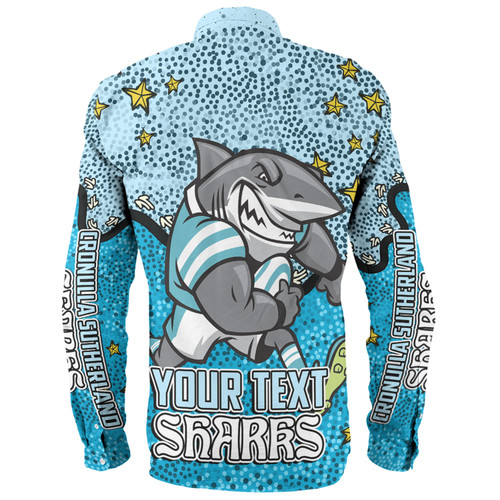 Cronulla-Sutherland Sharks Custom Long Sleeve Shirt - Team With Dot And Star Patterns For Tough Fan Long Sleeve Shirt Cronulla-Sutherland Sharks Custom Long Sleeve Shirt - Team With Dot And Star Patterns For Tough Fan Long Sleeve Shirt