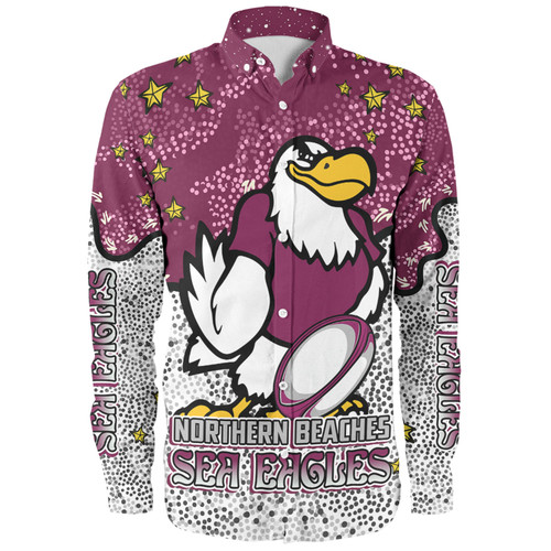 Manly Warringah Sea Eagles Long Sleeve Shirt - Team With Dot And Star Patterns For Tough Fan Long Sleeve Shirt