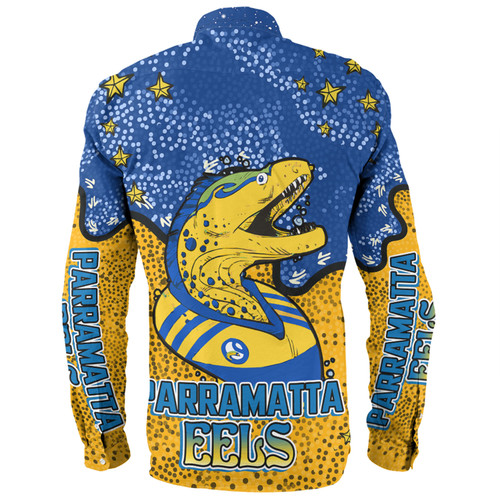 Parramatta Eels Custom Long Sleeve Shirt - Team With Dot And Star Patterns For Tough Fan Long Sleeve Shirt Parramatta Eels Custom Long Sleeve Shirt - Team With Dot And Star Patterns For Tough Fan Long Sleeve Shirt