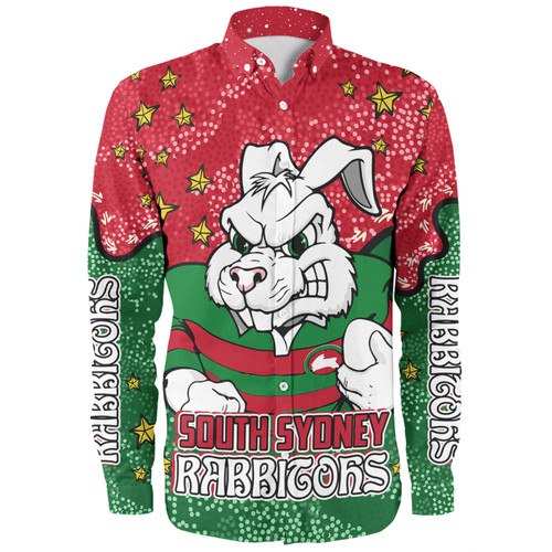 South Sydney Rabbitohs Long Sleeve Shirt - Team With Dot And Star Patterns For Tough Fan Long Sleeve Shirt