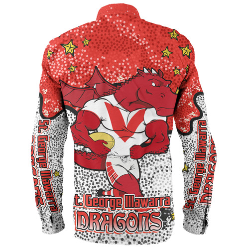 St. George Illawarra Dragons Custom Long Sleeve Shirt - Team With Dot And Star Patterns For Tough Fan Long Sleeve Shirt St. George Illawarra Dragons Custom Long Sleeve Shirt - Team With Dot And Star Patterns For Tough Fan Long Sleeve Shirt