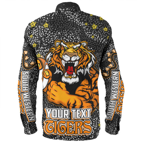 Wests Tigers Custom Long Sleeve Shirt - Team With Dot And Star Patterns For Tough Fan Long Sleeve Shirt Wests Tigers Custom Long Sleeve Shirt - Team With Dot And Star Patterns For Tough Fan Long Sleeve Shirt