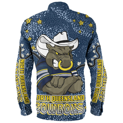 North Queensland Cowboys Custom Long Sleeve Shirt - Team With Dot And Star Patterns For Tough Fan Long Sleeve Shirt North Queensland Cowboys Custom Long Sleeve Shirt - Team With Dot And Star Patterns For Tough Fan Long Sleeve Shirt