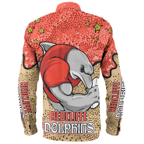 Redcliffe Dolphins Custom Long Sleeve Shirt - Team With Dot And Star Patterns For Tough Fan Long Sleeve Shirt Redcliffe Dolphins Custom Long Sleeve Shirt - Team With Dot And Star Patterns For Tough Fan Long Sleeve Shirt