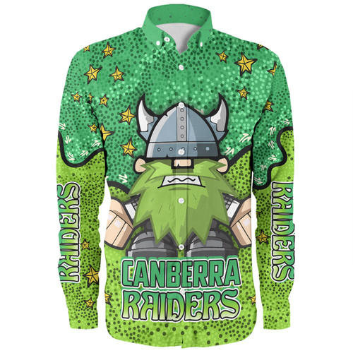 Canberra Raiders Custom Long Sleeve Shirt - Team With Dot And Star Patterns For Tough Fan Long Sleeve Shirt