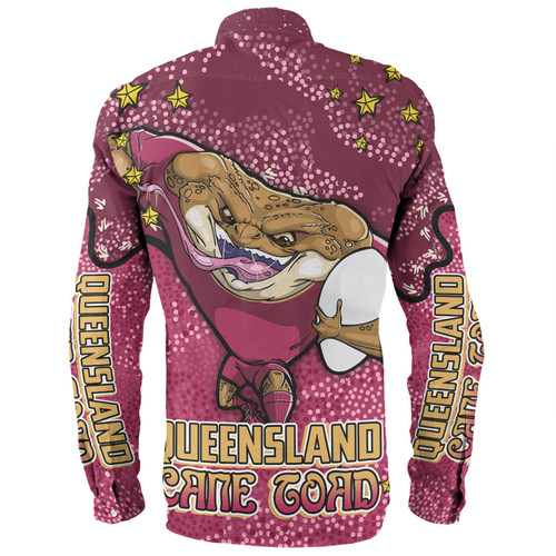 Queensland Cane Toads Custom Long Sleeve Shirt - Team With Dot And Star Patterns For Tough Fan Long Sleeve Shirt Queensland Cane Toads Custom Long Sleeve Shirt - Team With Dot And Star Patterns For Tough Fan Long Sleeve Shirt