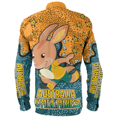 Australia Wallabies Custom Long Sleeve Shirt - Team With Dot And Star Patterns For Tough Fan Long Sleeve Shirt Australia Wallabies Custom Long Sleeve Shirt - Team With Dot And Star Patterns For Tough Fan Long Sleeve Shirt