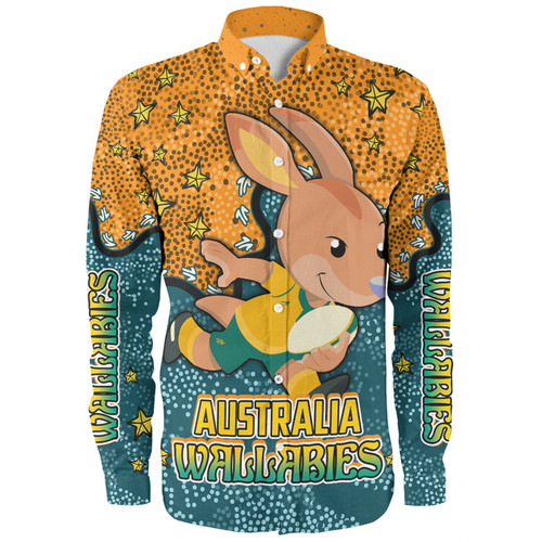 Australia Wallabies Custom Long Sleeve Shirt - Team With Dot And Star Patterns For Tough Fan Long Sleeve Shirt