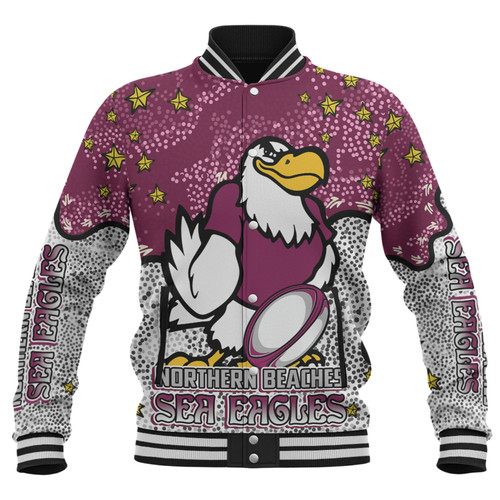 Manly Warringah Sea Eagles Baseball Jacket - Team With Dot And Star Patterns For Tough Fan Baseball Jacket