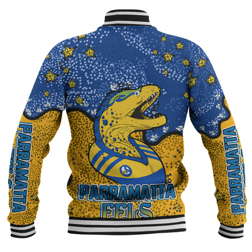 Parramatta Eels Custom Baseball Jacket - Team With Dot And Star Patterns For Tough Fan Baseball Jacket Parramatta Eels Custom Baseball Jacket - Team With Dot And Star Patterns For Tough Fan Baseball Jacket