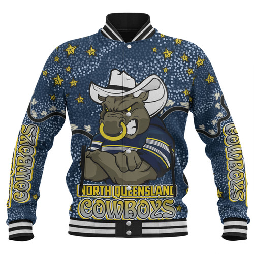 North Queensland Cowboys Custom Baseball Jacket - Team With Dot And Star Patterns For Tough Fan Baseball Jacket