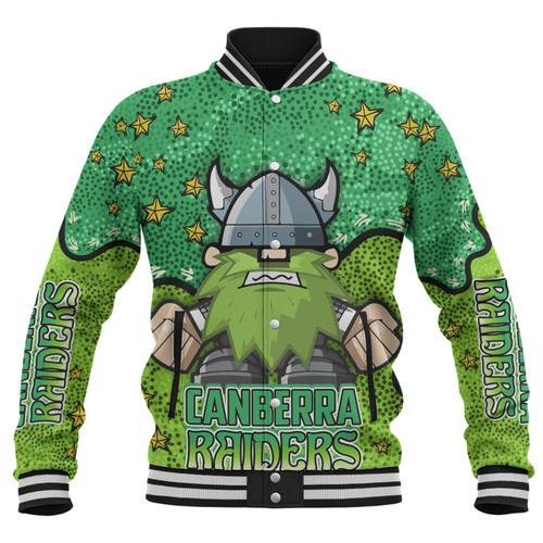 Canberra Raiders Custom Baseball Jacket - Team With Dot And Star Patterns For Tough Fan Baseball Jacket