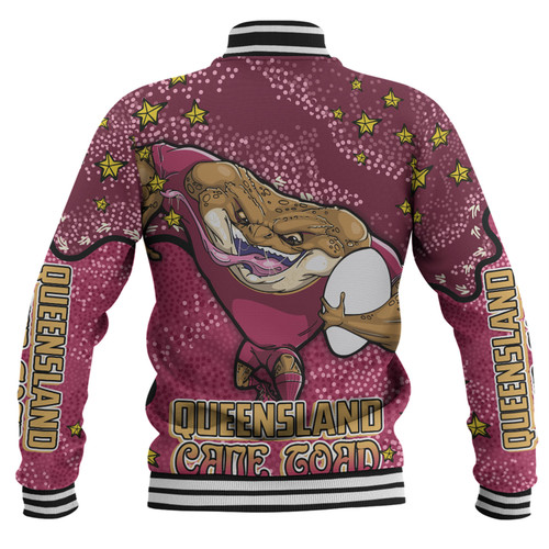 Queensland Cane Toads Custom Baseball Jacket - Team With Dot And Star Patterns For Tough Fan Baseball Jacket Queensland Cane Toads Custom Baseball Jacket - Team With Dot And Star Patterns For Tough Fan Baseball Jacket