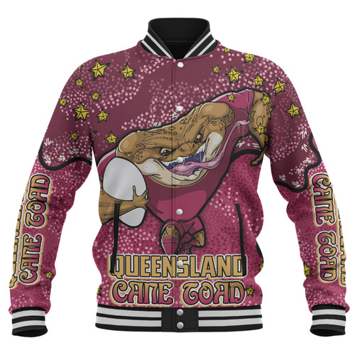 Queensland Cane Toads Custom Baseball Jacket - Team With Dot And Star Patterns For Tough Fan Baseball Jacket