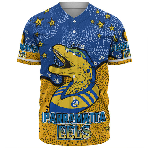 Parramatta Eels Custom Baseball Shirt - Team With Dot And Star Patterns For Tough Fan Baseball Shirt
