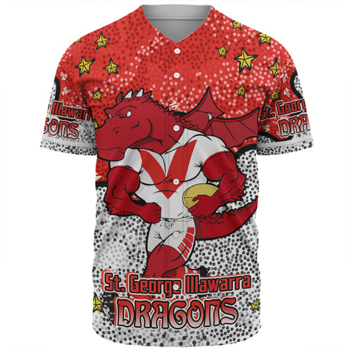 St. George Illawarra Dragons Custom Baseball Shirt - Team With Dot And Star Patterns For Tough Fan Baseball Shirt