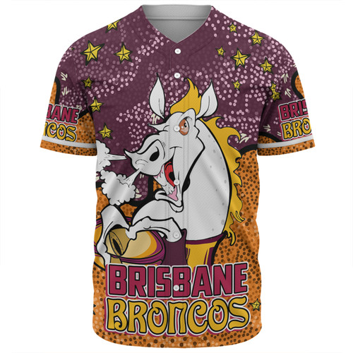 Brisbane Broncos Custom Baseball Shirt - Team With Dot And Star Patterns For Tough Fan Baseball Shirt