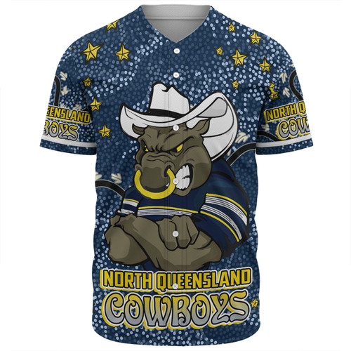 North Queensland Cowboys Custom Baseball Shirt - Team With Dot And Star Patterns For Tough Fan Baseball Shirt