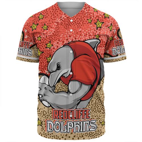 Redcliffe Dolphins Custom Baseball Shirt - Team With Dot And Star Patterns For Tough Fan Baseball Shirt