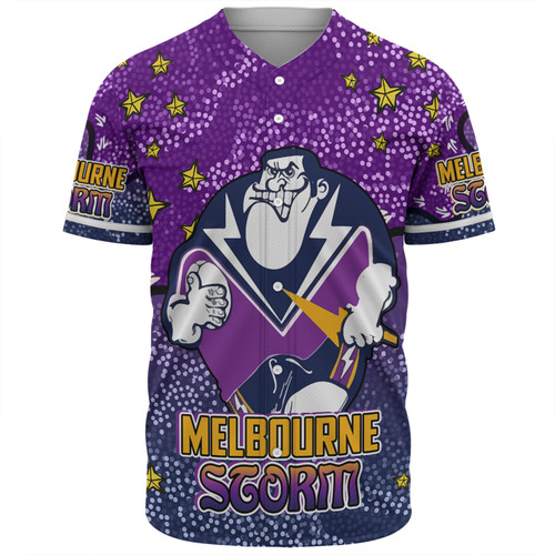 Melbourne Storm Custom Baseball Shirt - Team With Dot And Star Patterns For Tough Fan Baseball Shirt